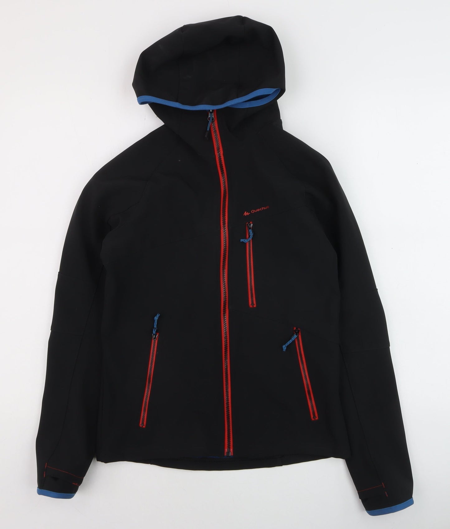 Quechua Teens Black Softshell Hooded Hiking Jacket Size 164