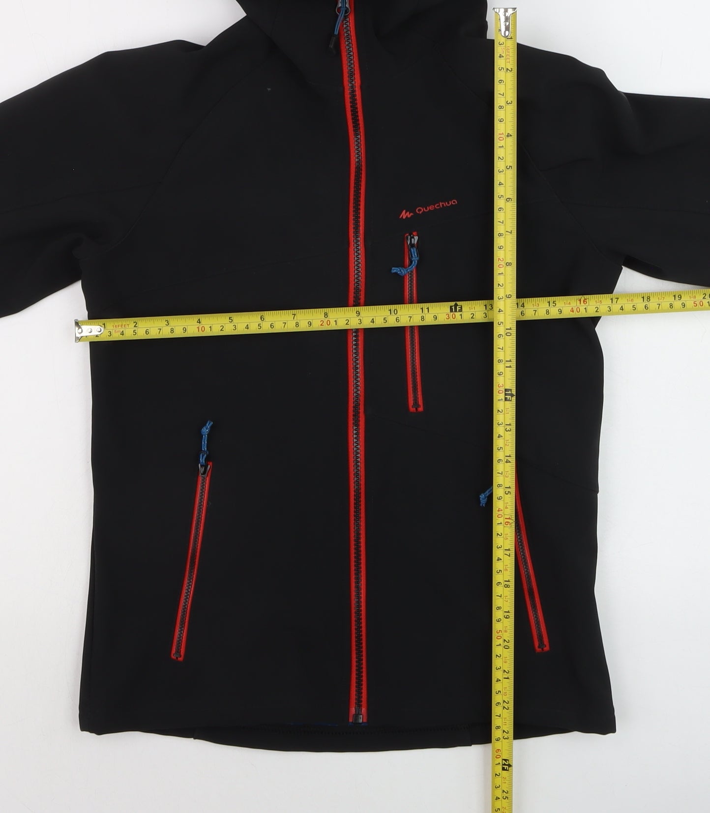 Quechua Teens Black Softshell Hooded Hiking Jacket Size 164