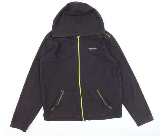 Regatta Boys Black Fleece Hooded Full Zip Outdoor Jacket Size 158 Regular Fit