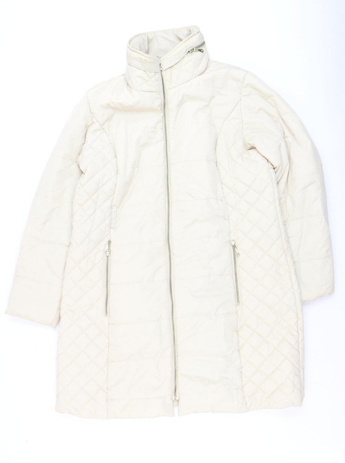 Marks and Spencer Women's Ivory Long Quilted Puffer Coat Size L