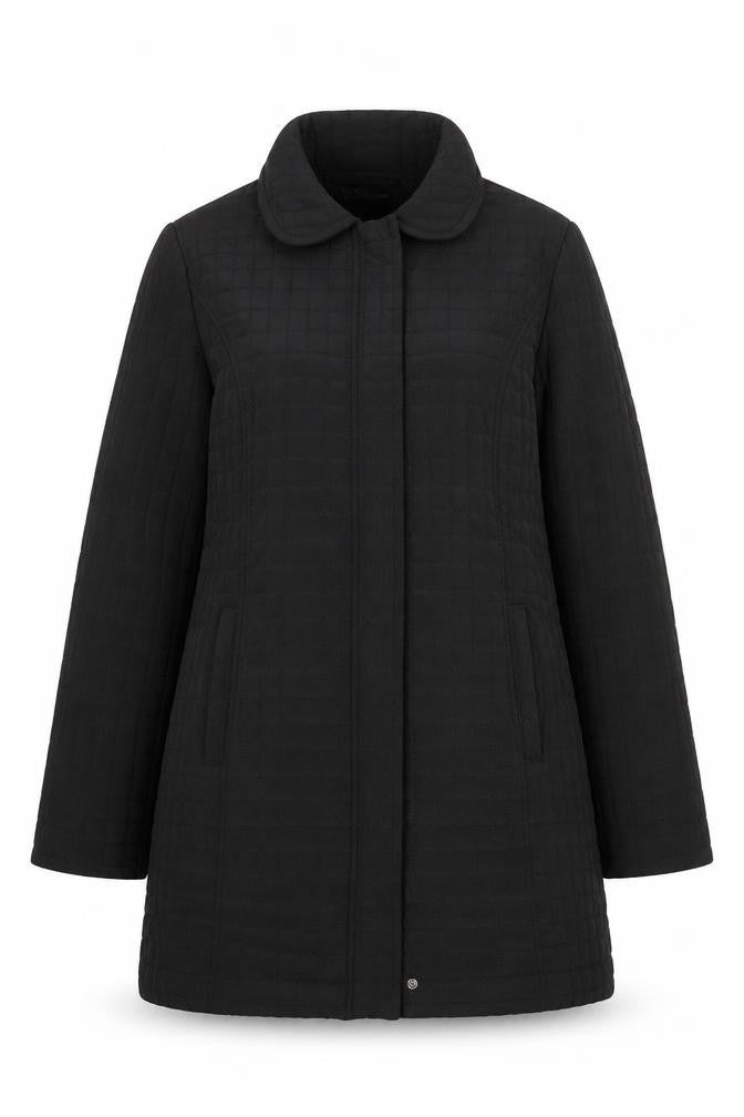 EWM Women’s Black Quilted Mid-Length Coat Size 12