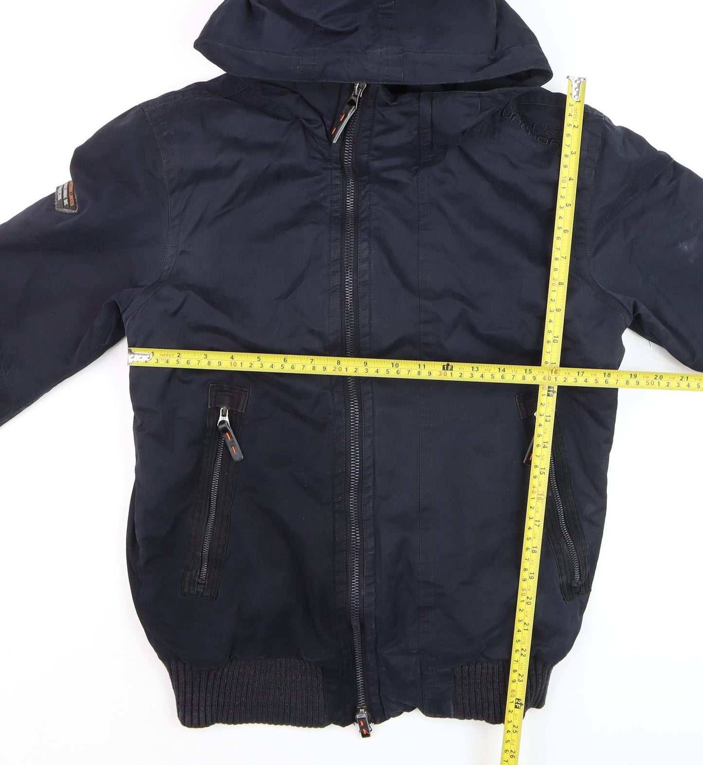 Superdry Men's Blue SDX Bomber Jacket Hooded Full Zip M