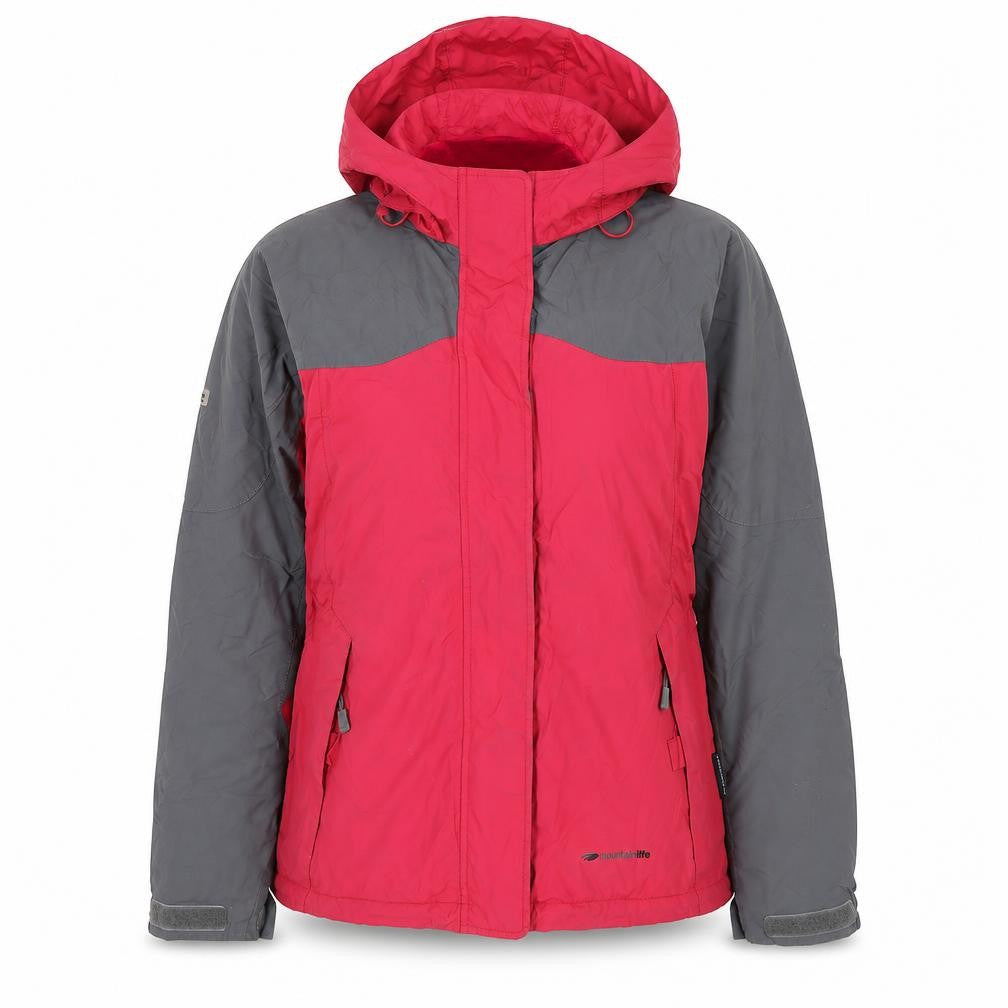 Mountain Life Women Red Grey Waterproof Ski Jacket Size 8 Hooded