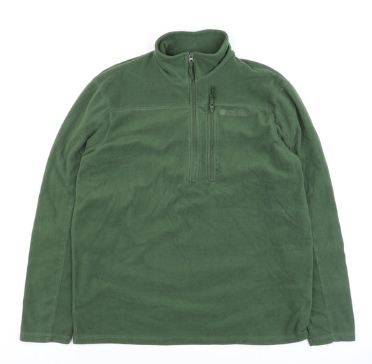 Mountain Warehouse Men's Green Fleece Half Zip Pullover Sweatshirt M