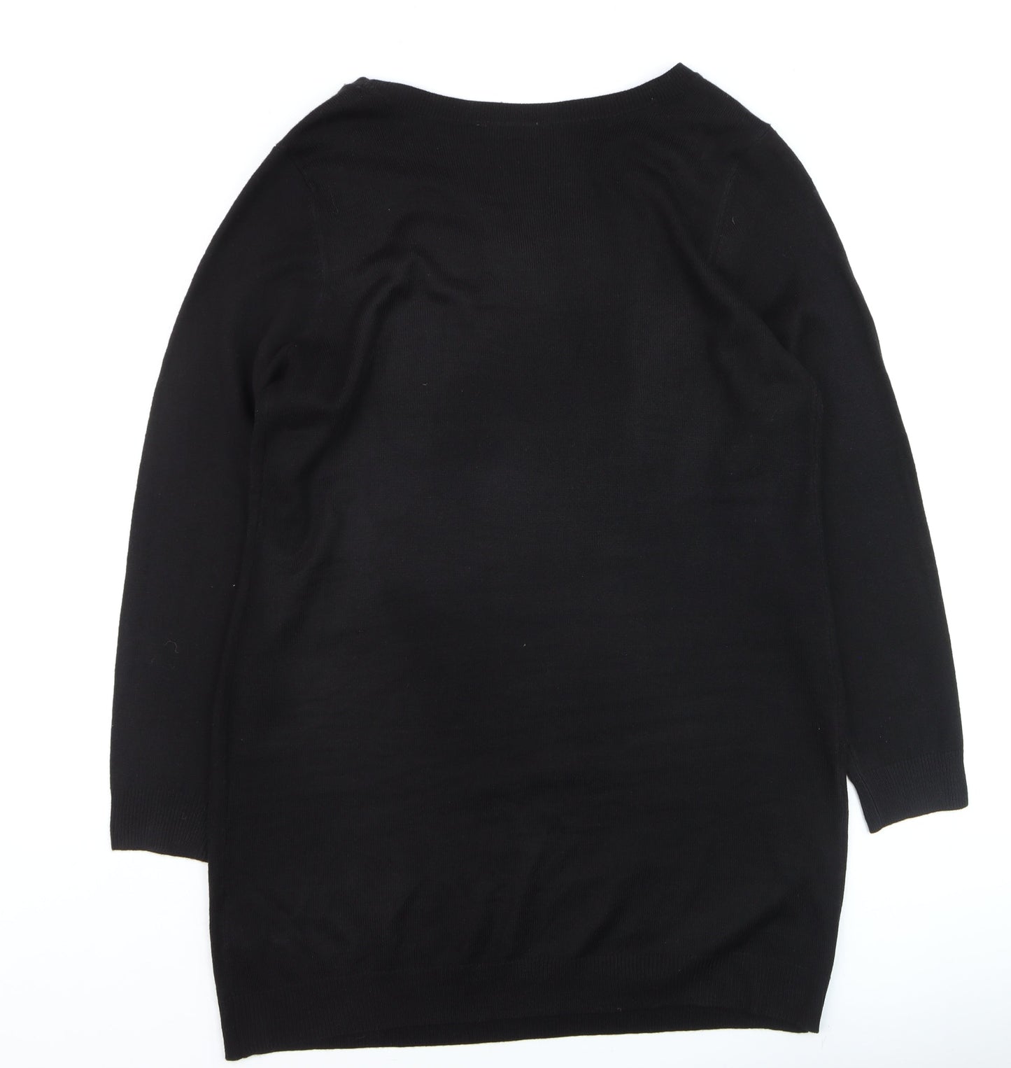 BHS Women Black Jewel Neckline 3/4 Sleeve Pullover Jumper Size 18