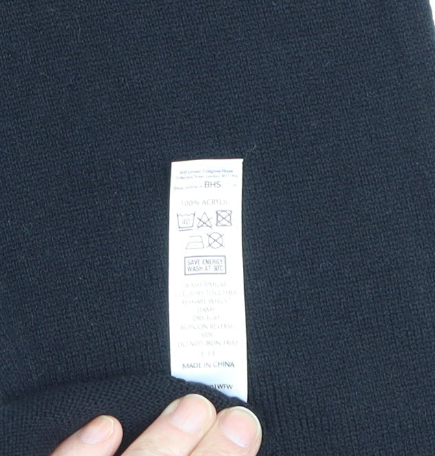 BHS Women Black Jewel Neckline 3/4 Sleeve Pullover Jumper Size 18