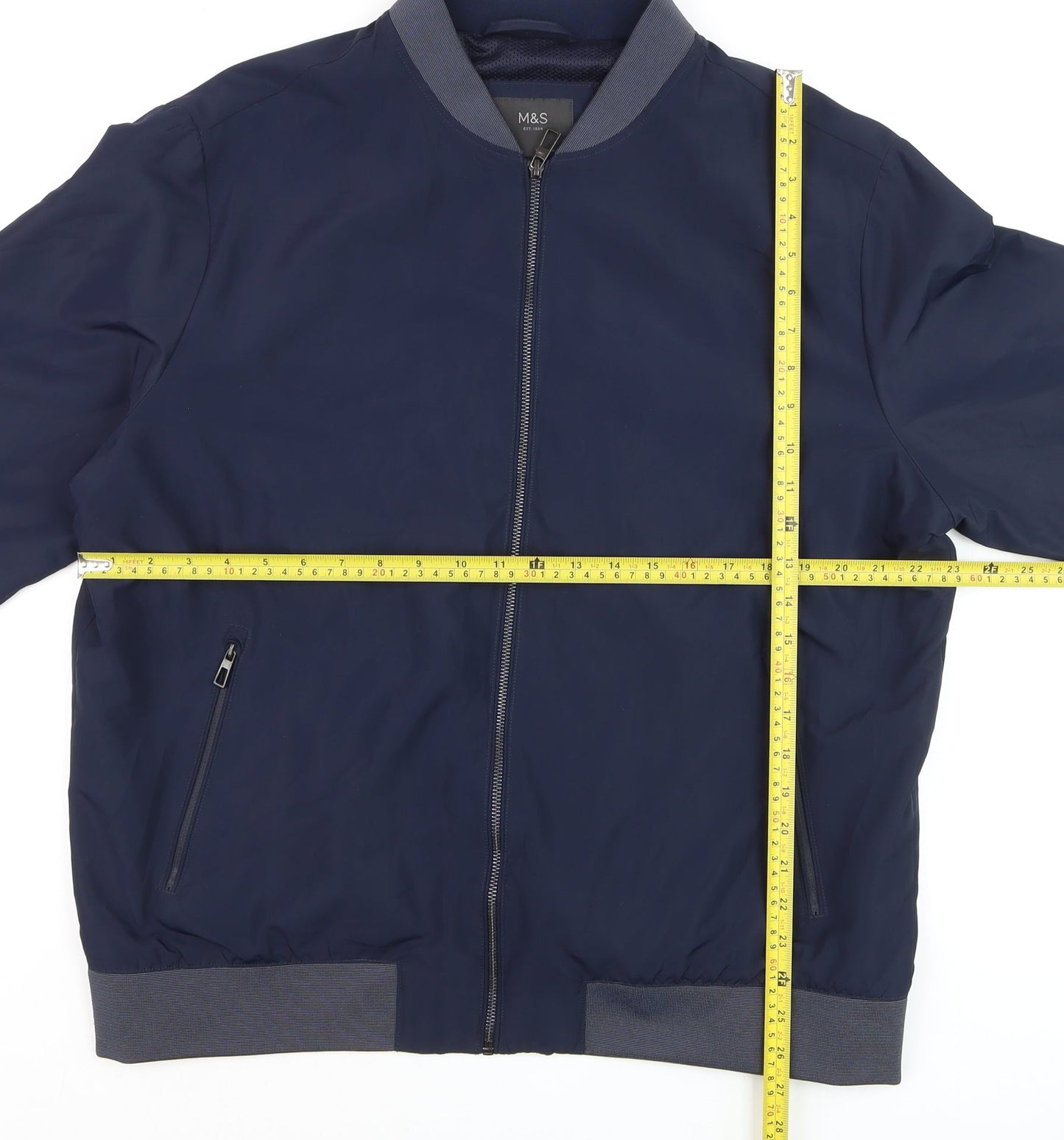 Marks and Spencer Men’s Blue XL Bomber Jacket Lightweight Zip-Up
