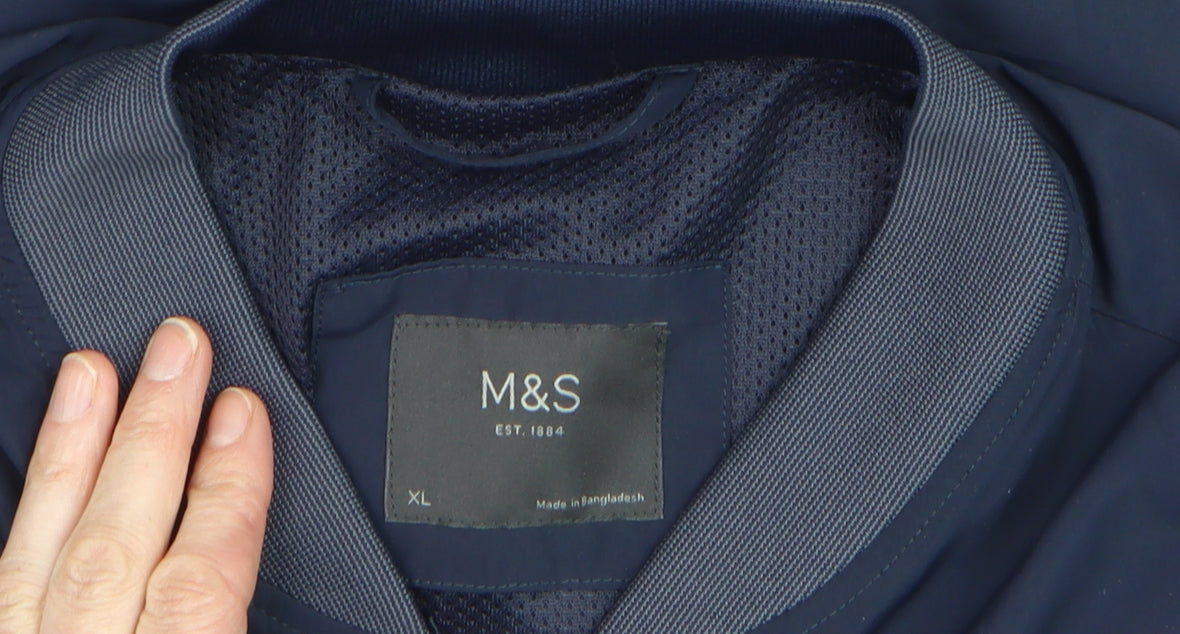 Marks and Spencer Men’s Blue XL Bomber Jacket Lightweight Zip-Up
