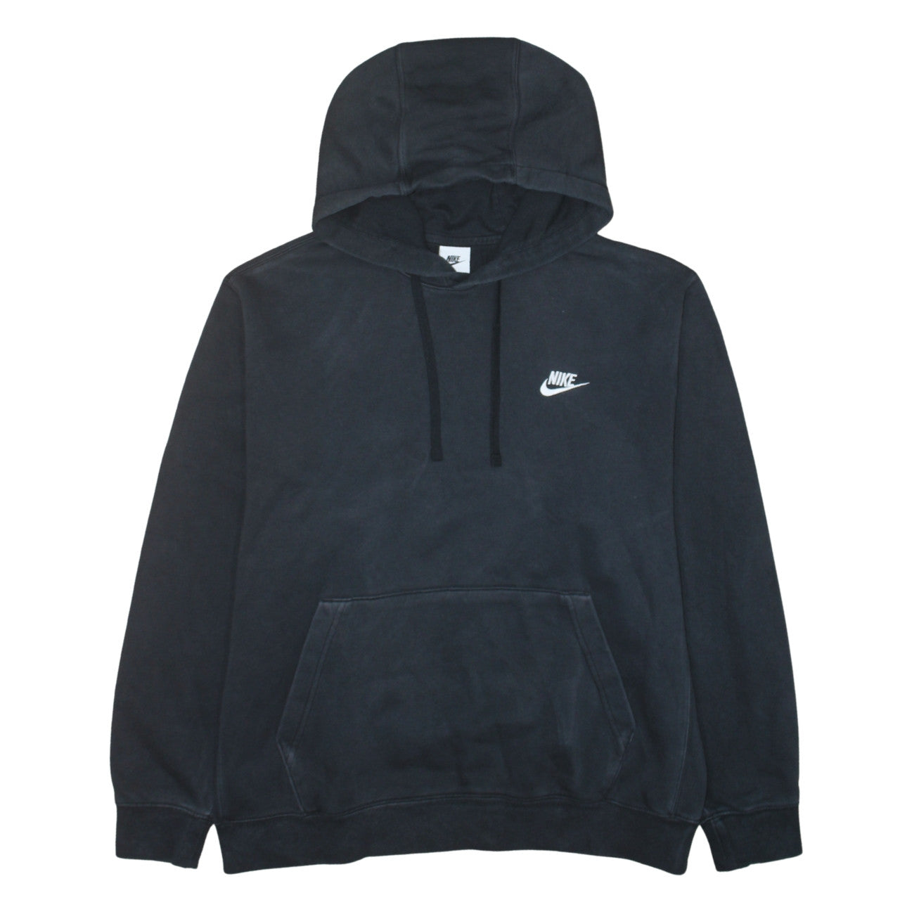 Nike Men's Black Pullover Hoodie L Regular Fit Logo Fleece Sweatshirt