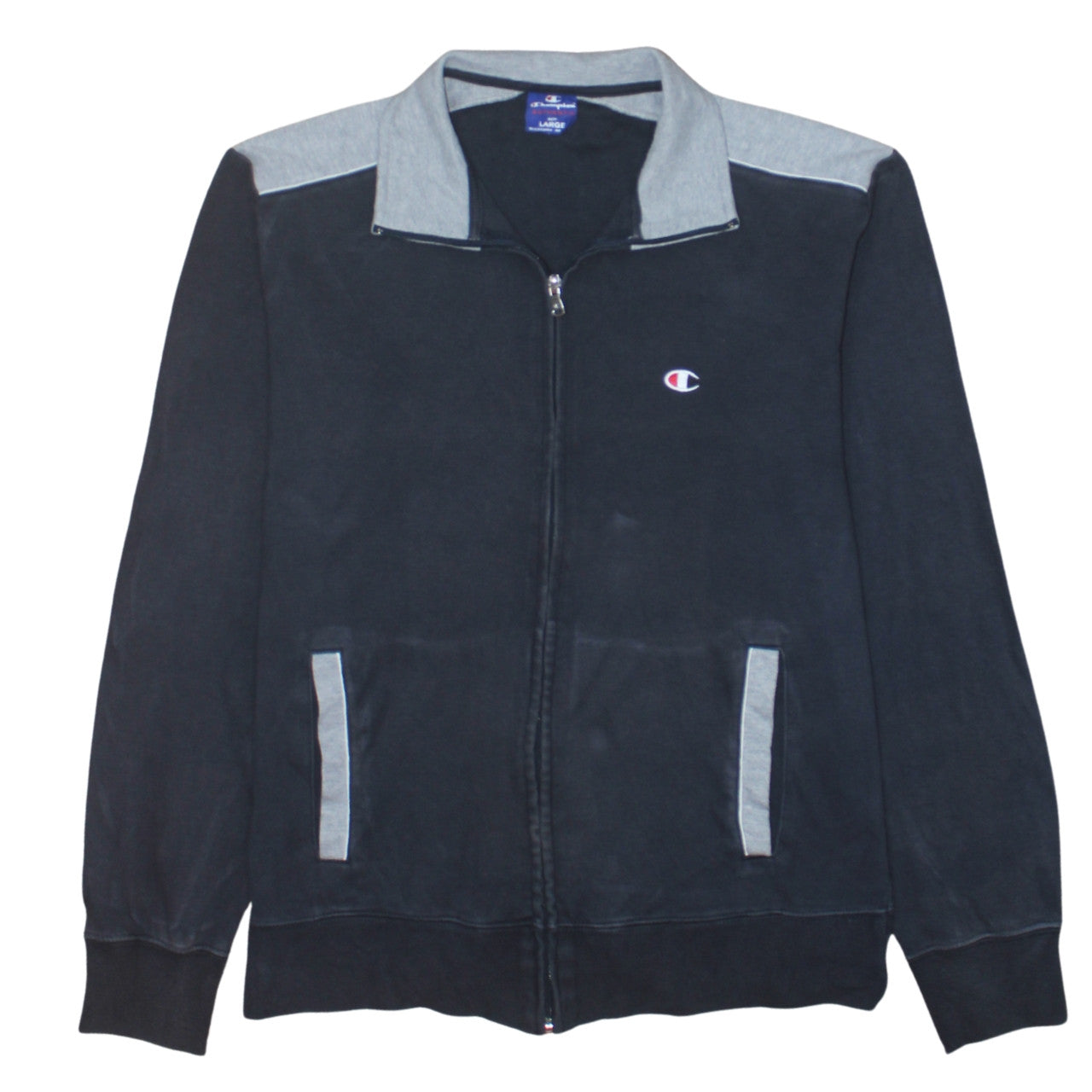 Champion Men Black Full Zip Sweatshirt Large Sports Collar