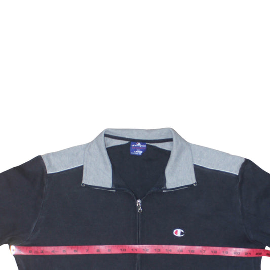 Champion Men Black Full Zip Sweatshirt Large Sports Collar