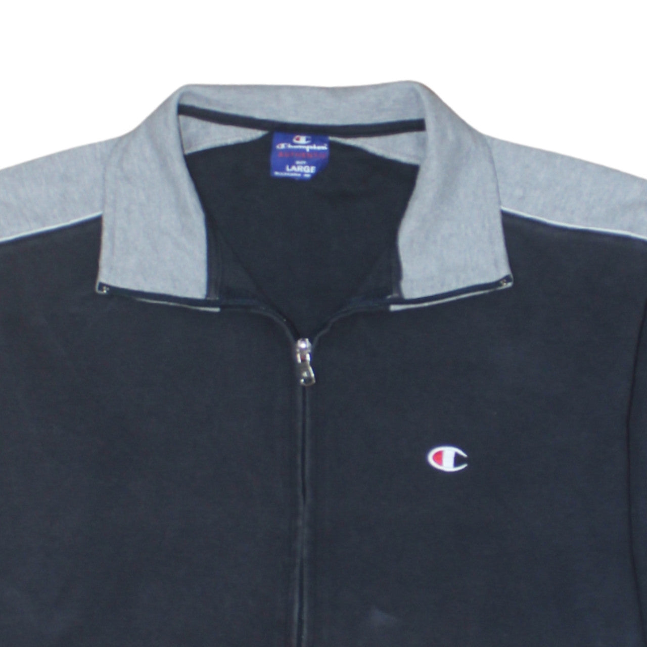 Champion Men Black Full Zip Sweatshirt Large Sports Collar