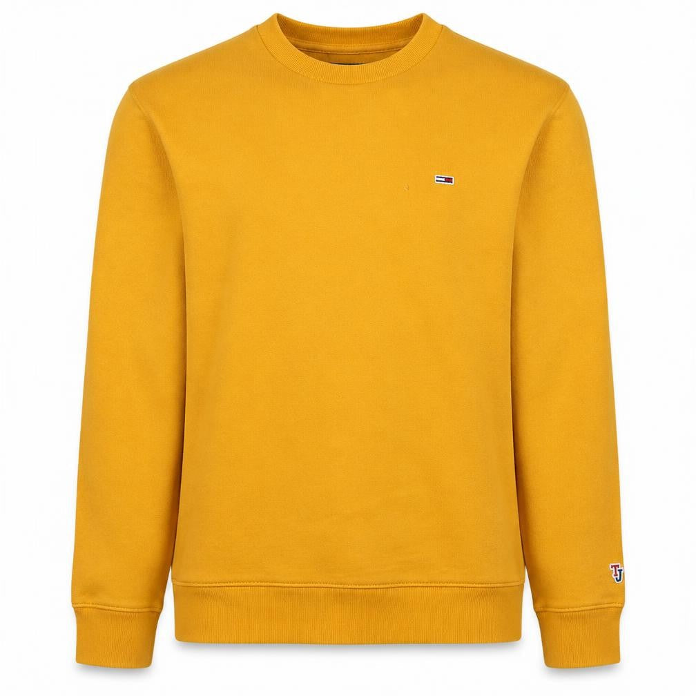 Tommy Jeans Mens Yellow XS Crew Neck Cotton Logo Sweatshirt