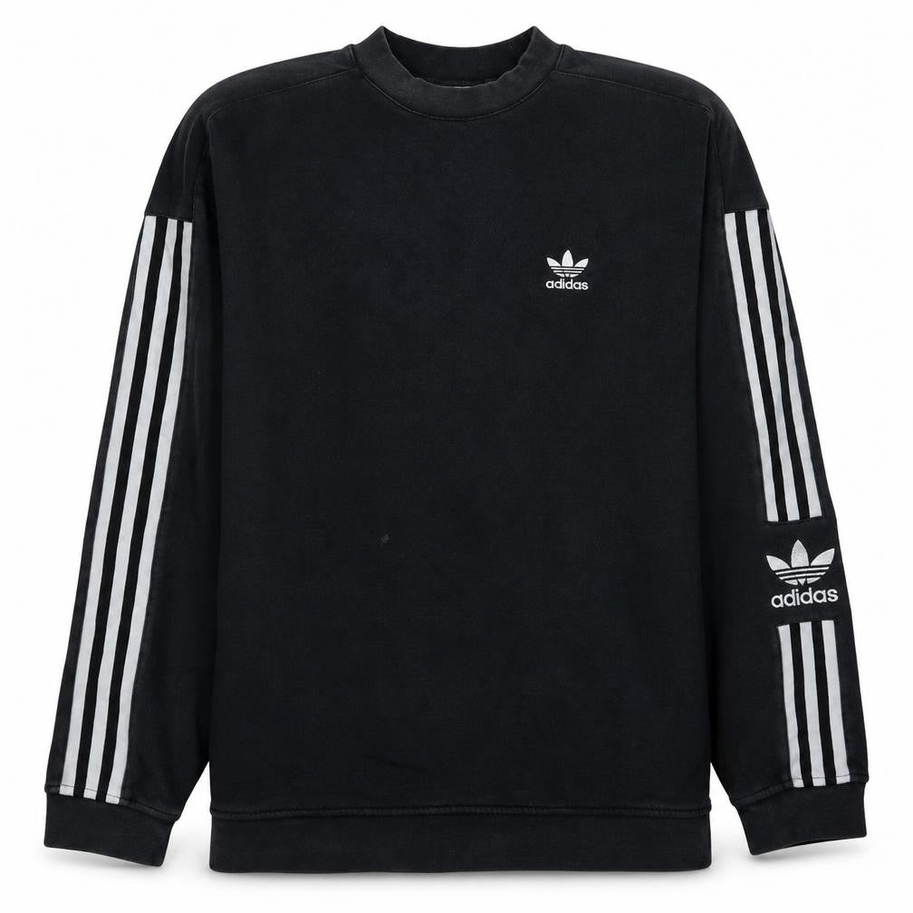 Front view of Adidas Men's Black, size S, Pullover Crew Neck Sweatshirt