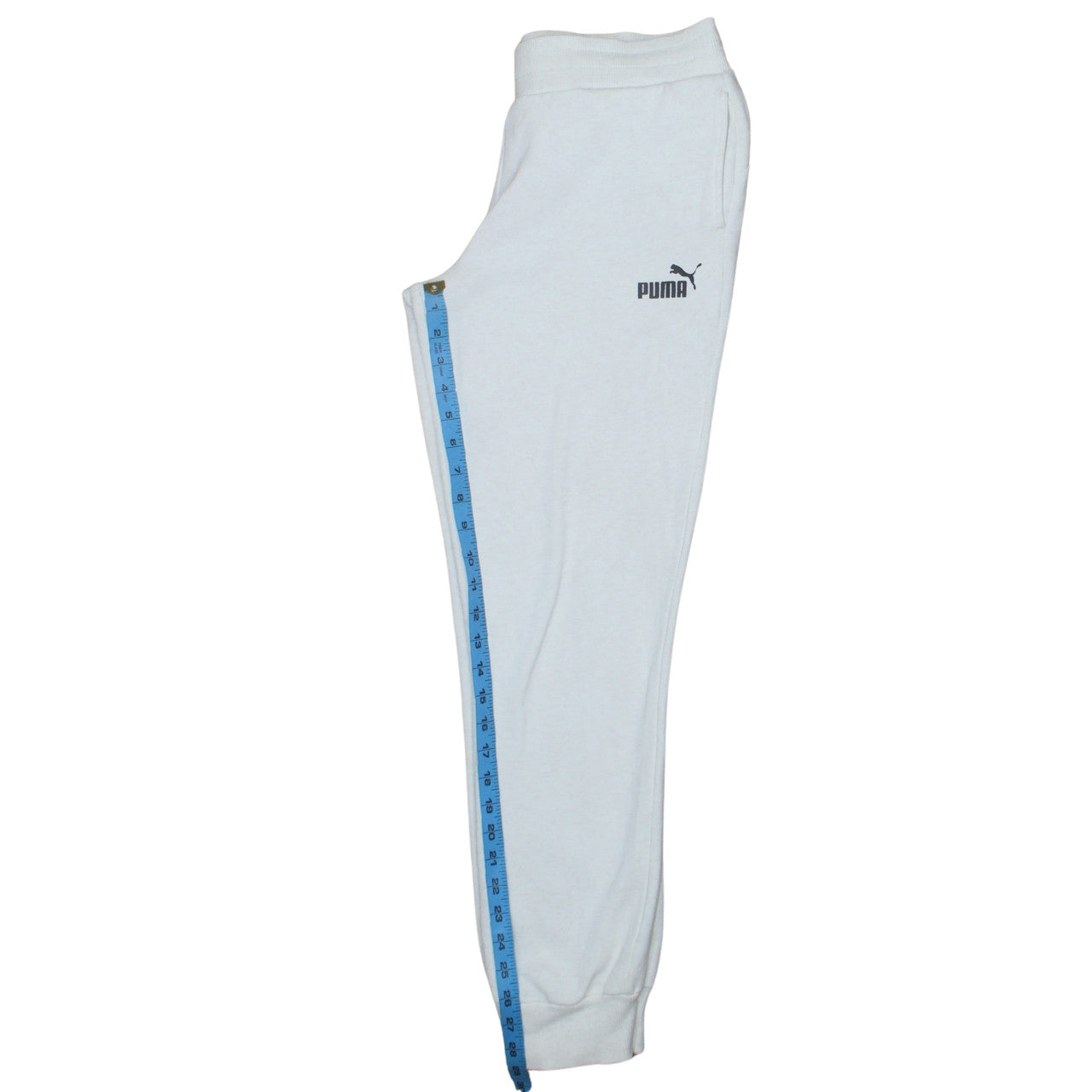 Puma Men White Jogger Sweatpants M Regular Fit Elastic Waist