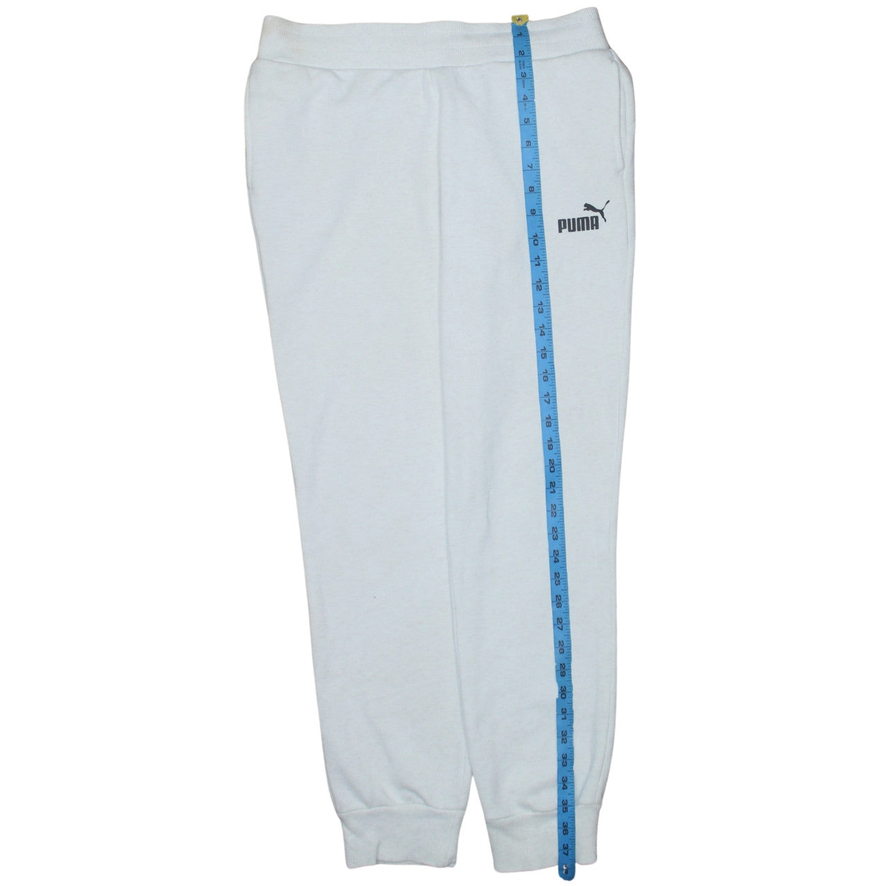 Puma Men White Jogger Sweatpants M Regular Fit Elastic Waist