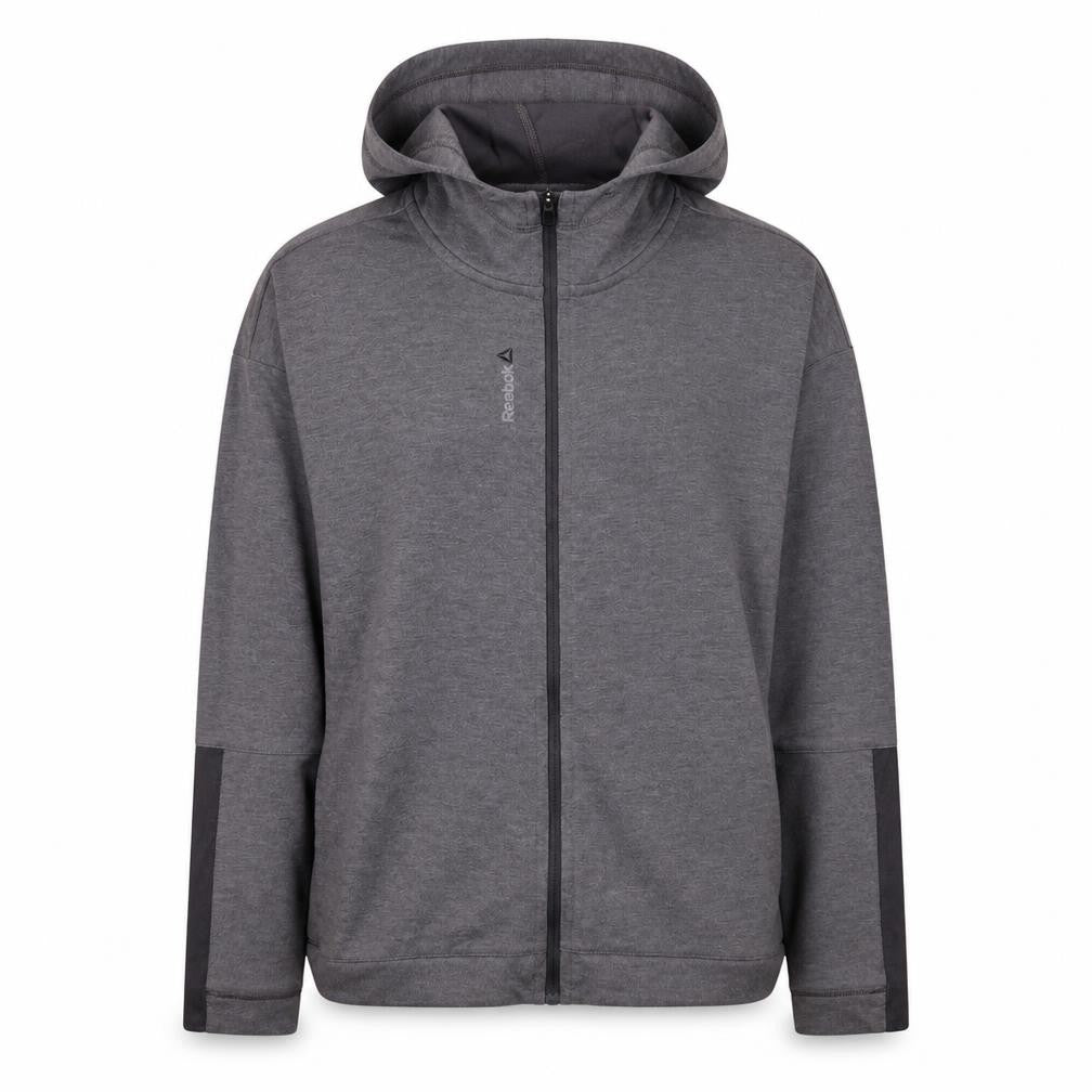Reebok Women's Grey Full Zip Hoodie Medium Lightweight Sportswear
