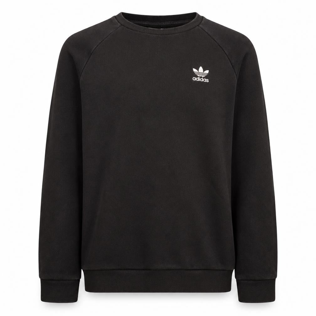 Front view of Adidas Men's Black Crew Neck Pullover Sweatshirt, size S