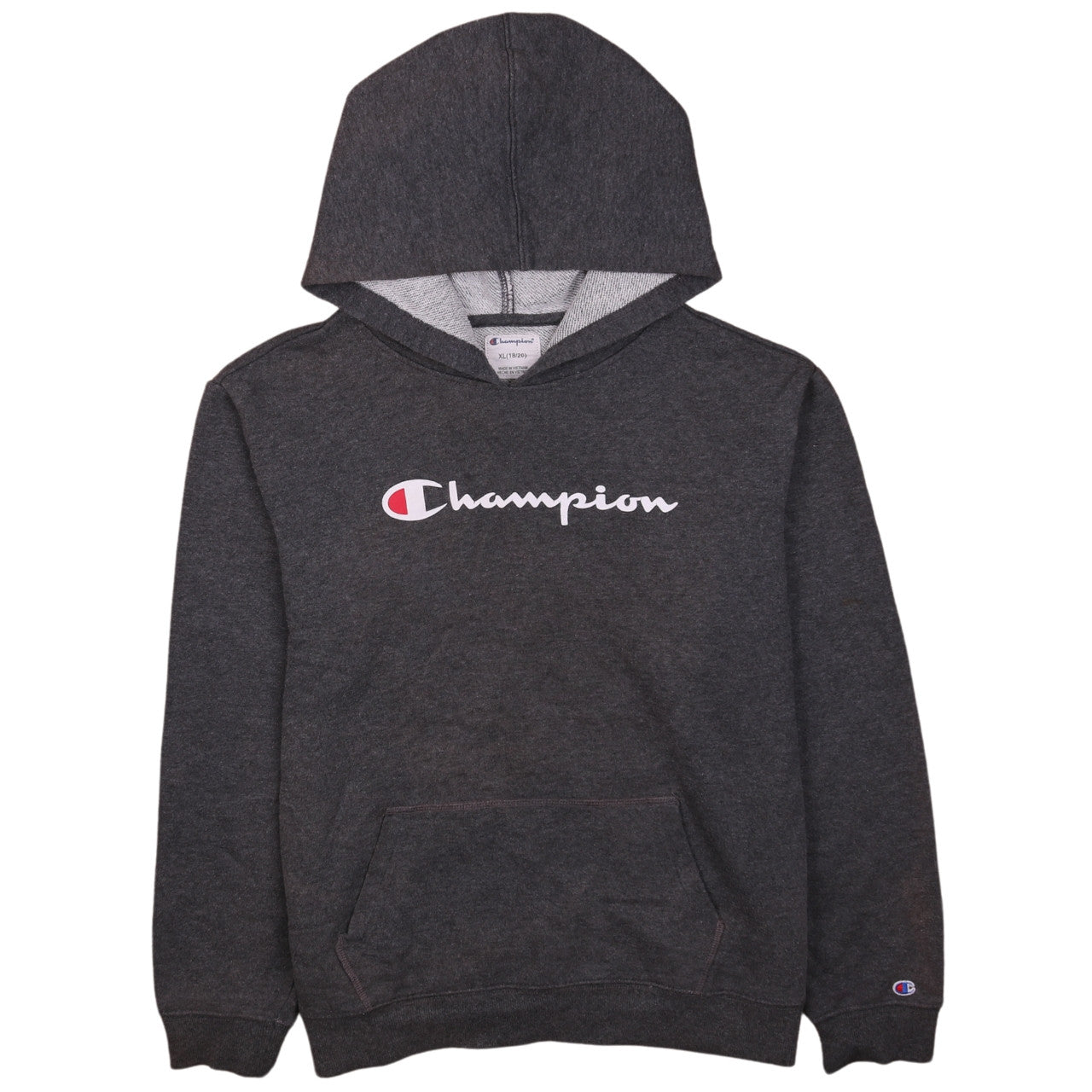 Champion Womens Charcoal Hoodie XL Pullover Logo Print Cotton Blend