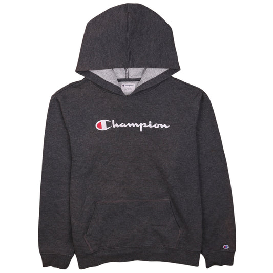 Champion Womens Charcoal Hoodie XL Pullover Logo Print Cotton Blend