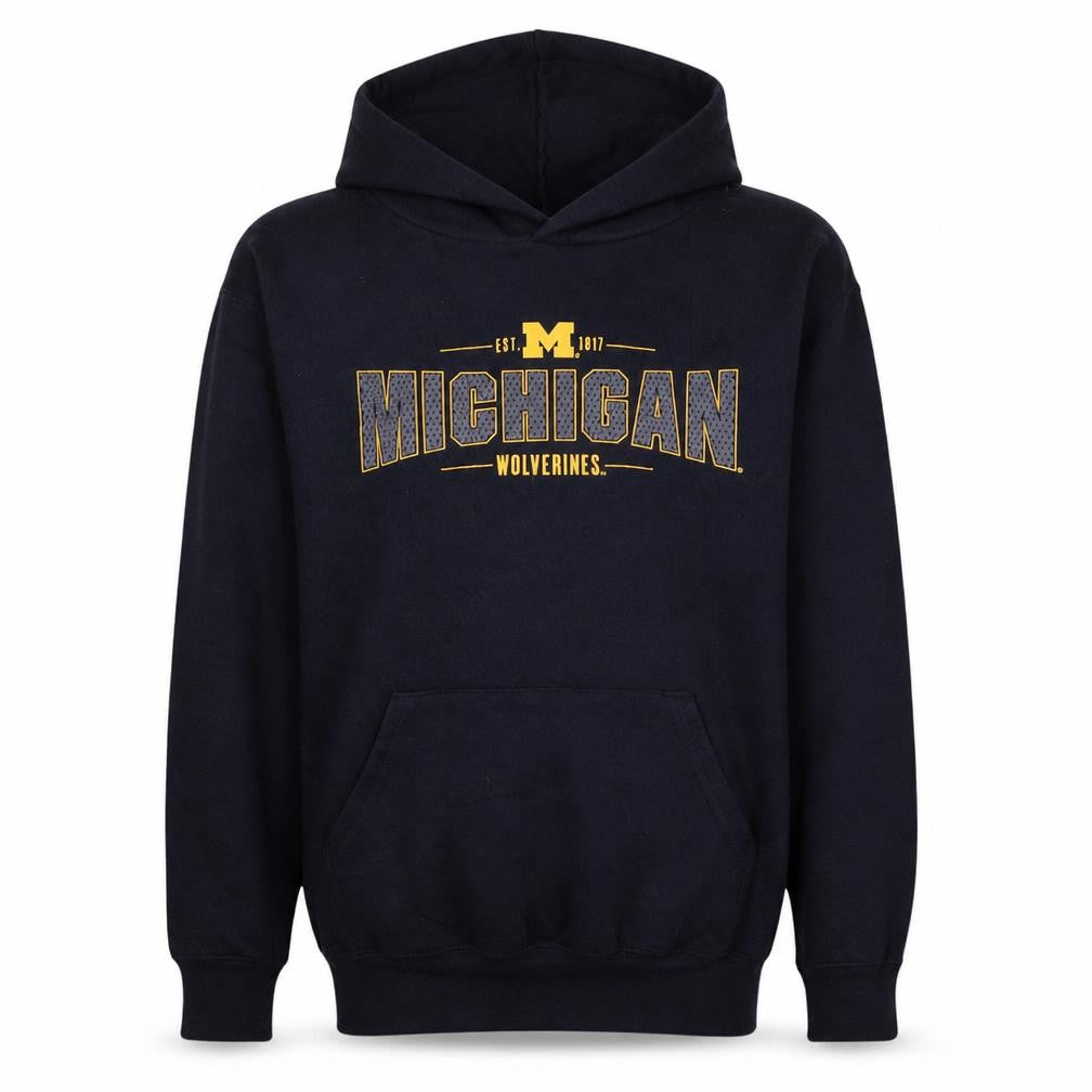 Champion Boys Black Michigan Wolverines Pullover Hoodie YL 10-12