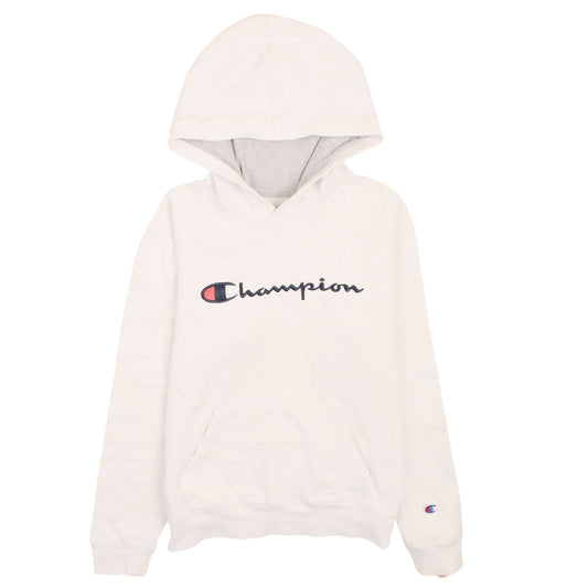 Champion Men's White XL Pullover Hoodie with Logo Embroidery