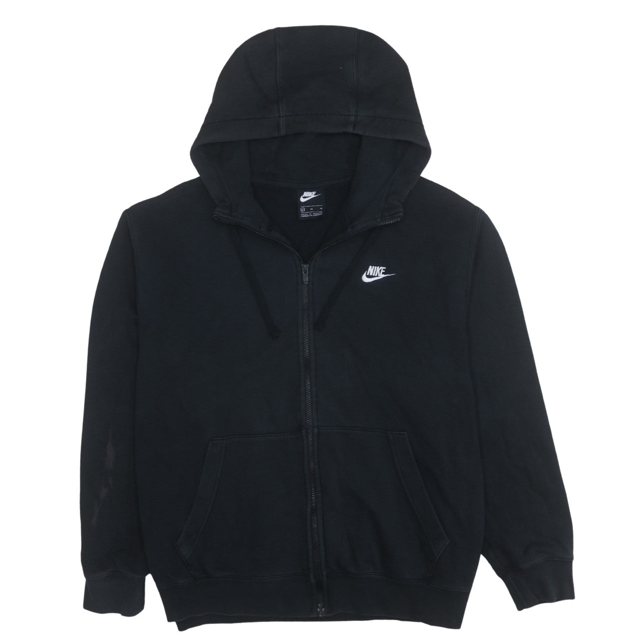 Nike Men's Black Full Zip Hoodie XL Logo Fleece Sweatshirt