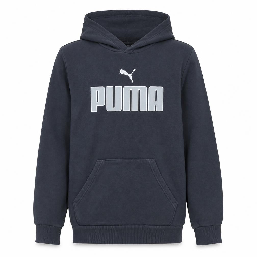 Puma Boys Navy Blue Pullover Hoodie 15-16 Years Logo Print Cotton Blend