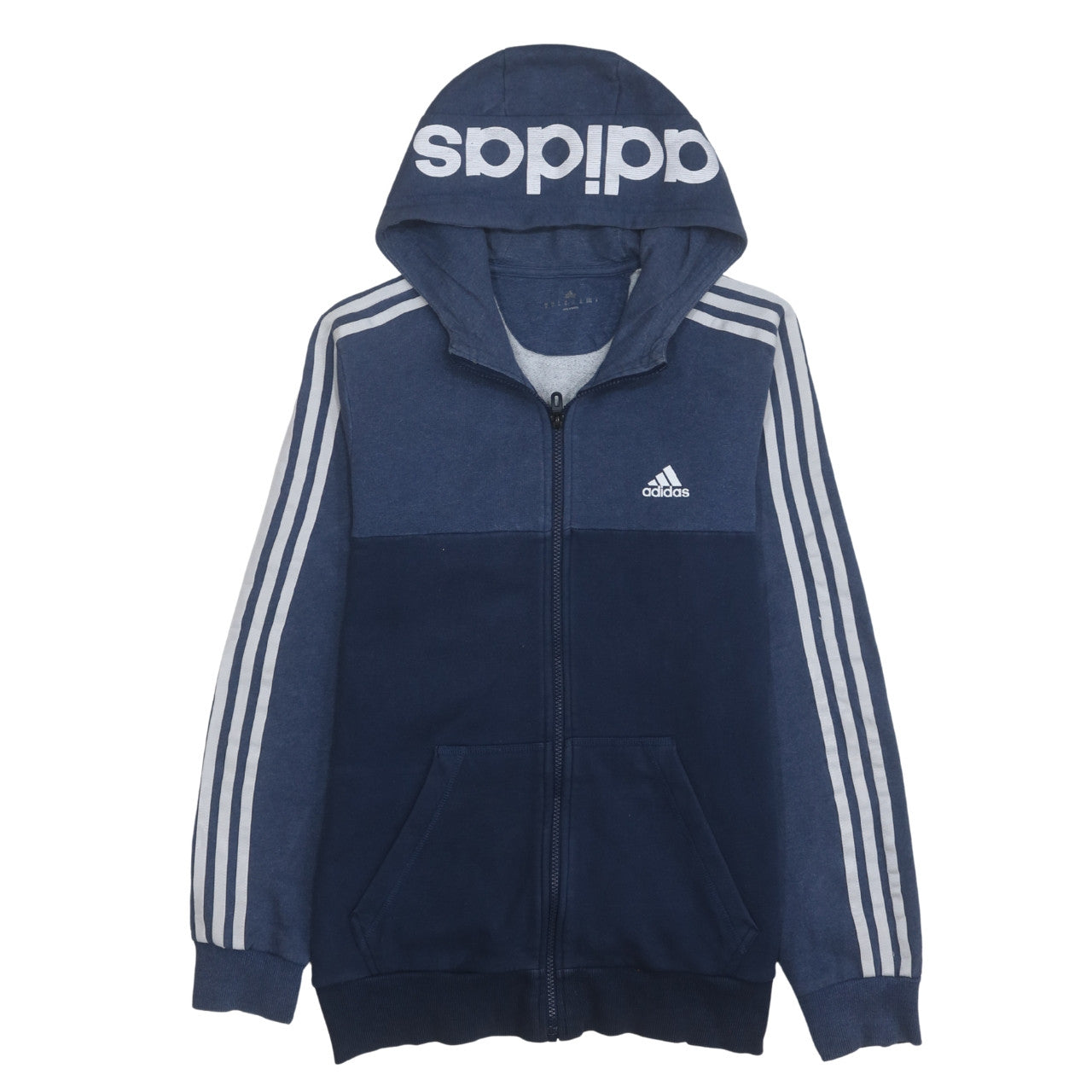 Adidas Mens Blue Full Zip Hoodie Sweatshirt Size L Hooded Sportswear