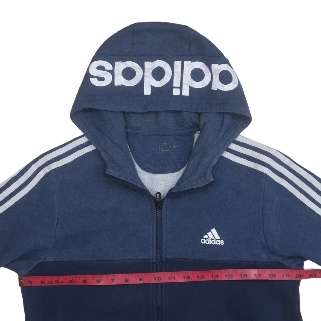 Adidas Mens Blue Full Zip Hoodie Sweatshirt Size L Hooded Sportswear