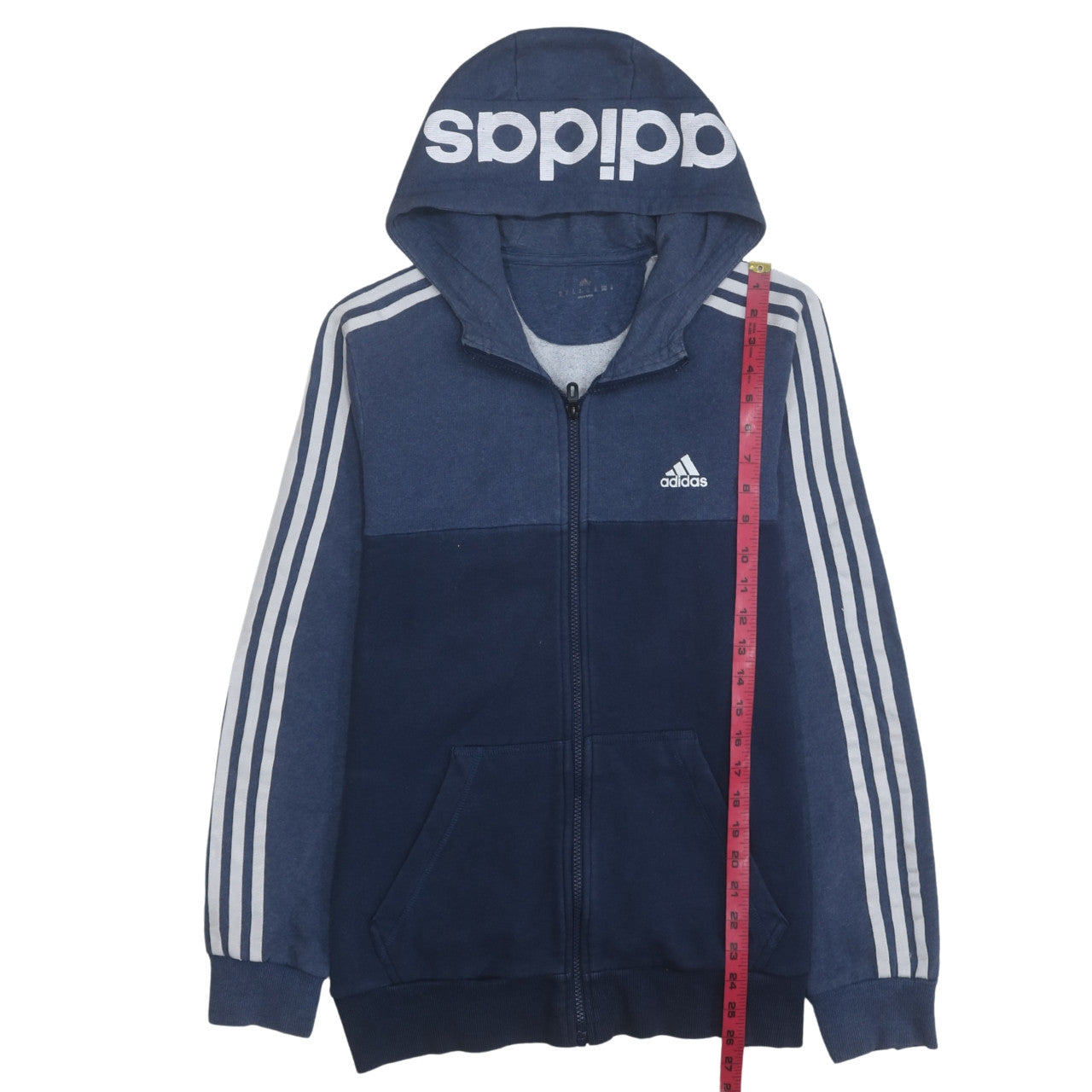 Adidas Mens Blue Full Zip Hoodie Sweatshirt Size L Hooded Sportswear