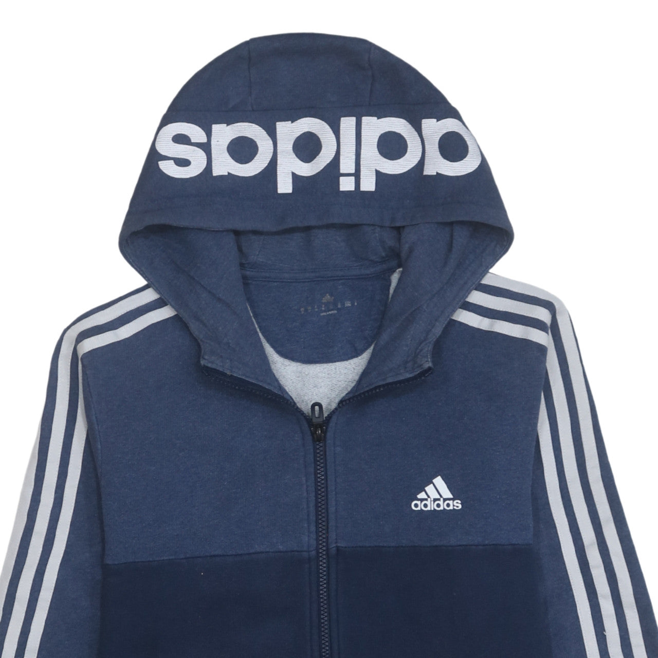 Adidas Mens Blue Full Zip Hoodie Sweatshirt Size L Hooded Sportswear