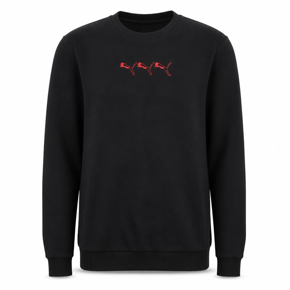 Puma Men’s Black Crew Neck Logo Pullover Sweatshirt Size L