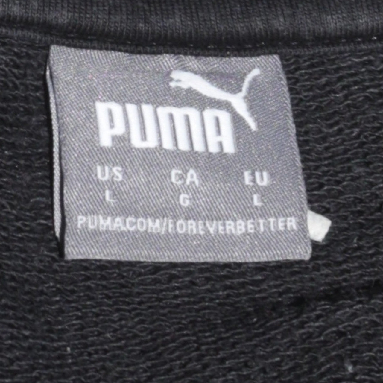 Puma Men’s Black Crew Neck Logo Pullover Sweatshirt Size L