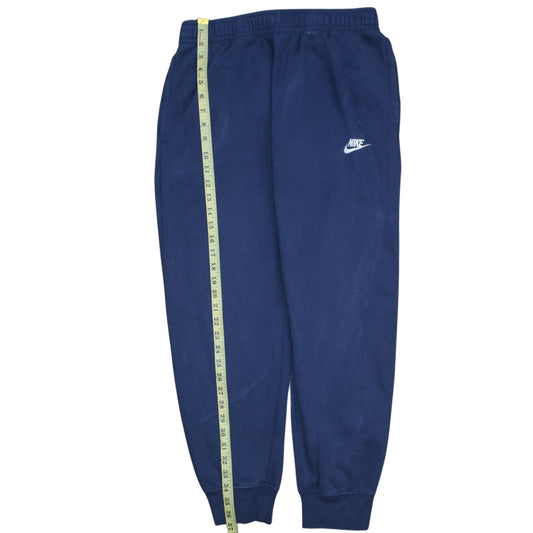 Nike Men Blue Fleece Sweatpants M Regular Fit Elastic Waist Logo Detail