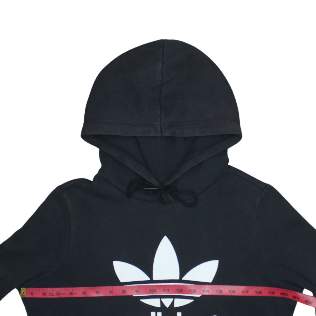 Adidas Womens Black Pullover Hoodie Size 12 Logo Print Sweatshirt