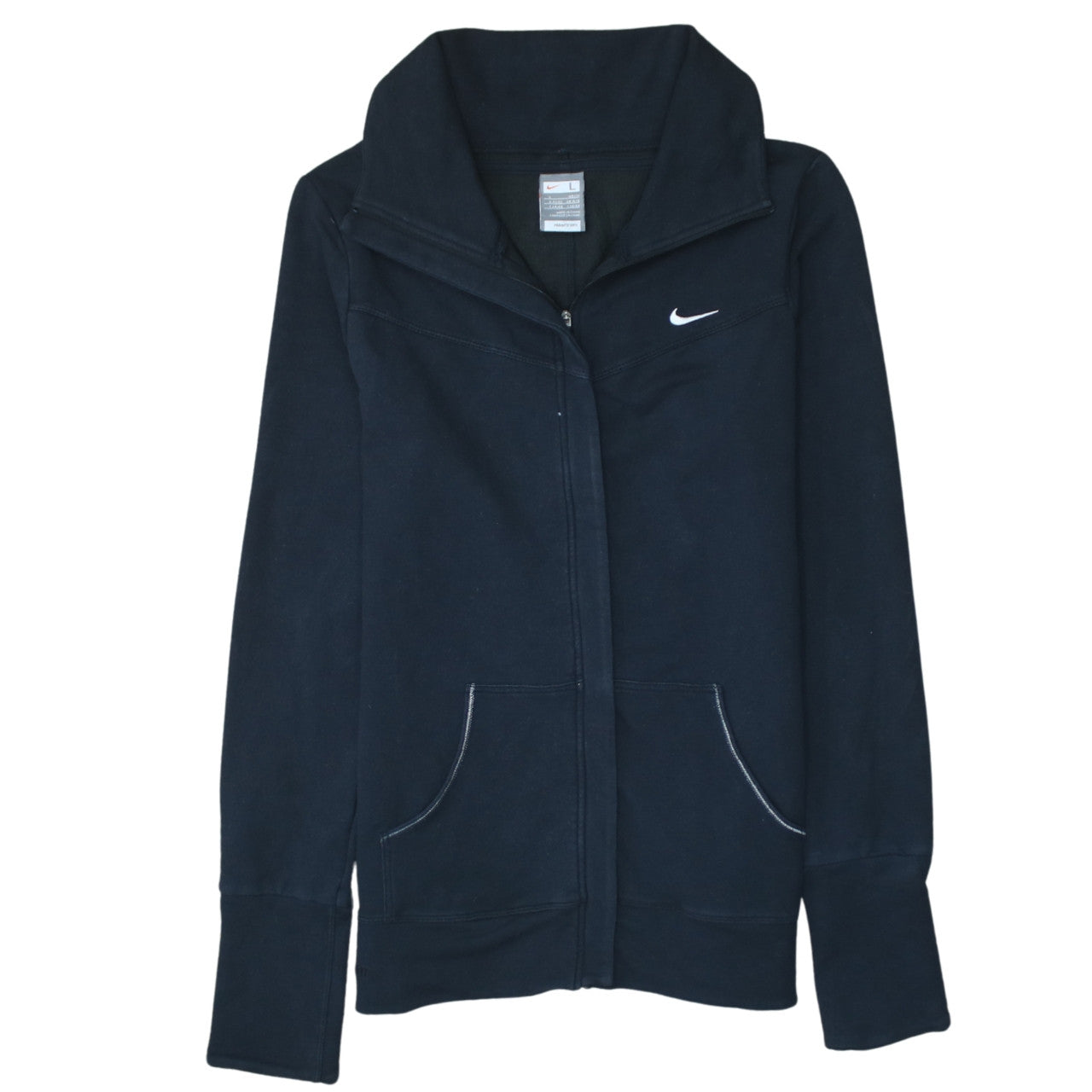 Nike Womens Black Full Zip Sweatshirt Size L 14/16 Hooded Fleece Jacket