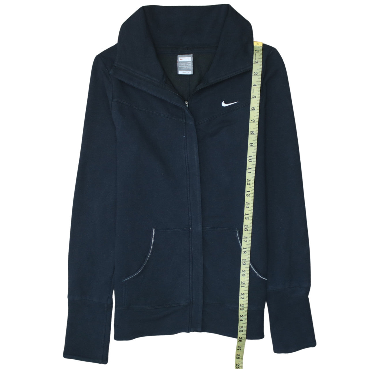 Nike Womens Black Full Zip Sweatshirt Size L 14/16 Hooded Fleece Jacket