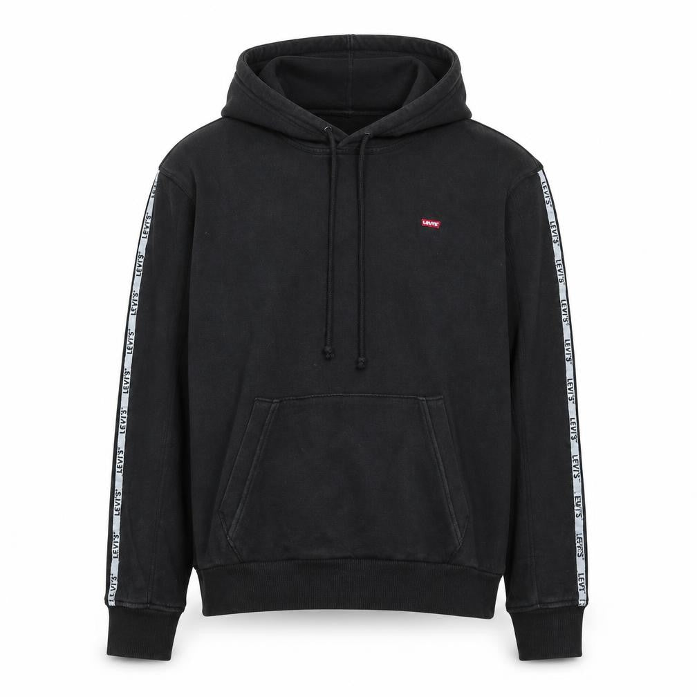 Levi's Men's Black XS Pullover Hoodie with Logo Tape Detail