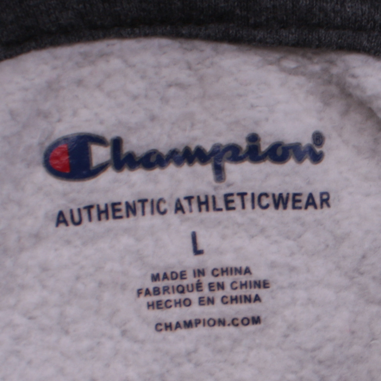 Champion Womens Grey Pullover Hoodie L Logo Embroidered Fleece