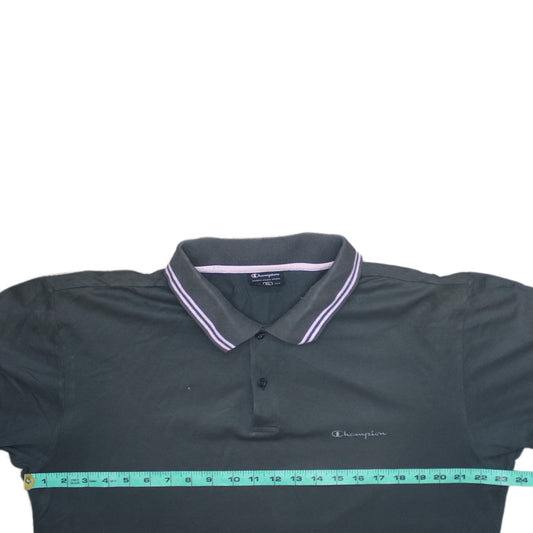 Champion Men's Black XL Cotton Polo Shirt with Logo Trim