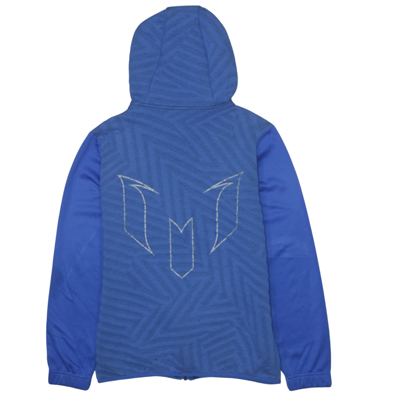 Adidas Boys Blue Full Zip Messi Hoodie Size 13-14 Years with Logo Print