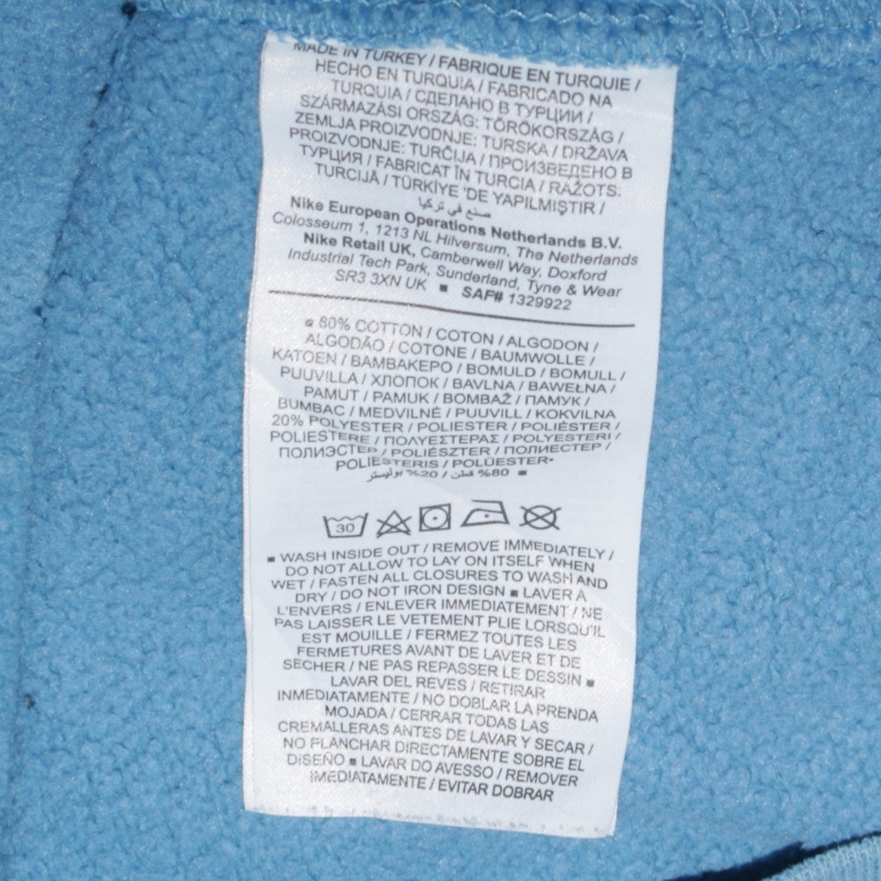 Nike Mens Blue 1/2 Zip Fleece Sweatshirt Large Regular Fit