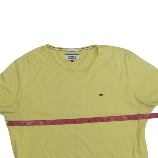 Tommy Jeans Men's Yellow Slim Fit Cotton Blend T-Shirt Size L