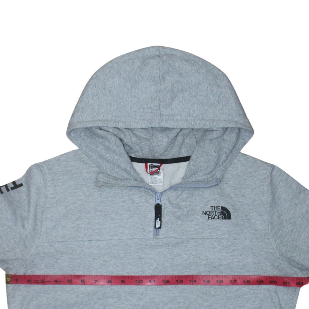 The North Face Womens Grey 1/4 Zip Hoodie Size L Cotton Blend