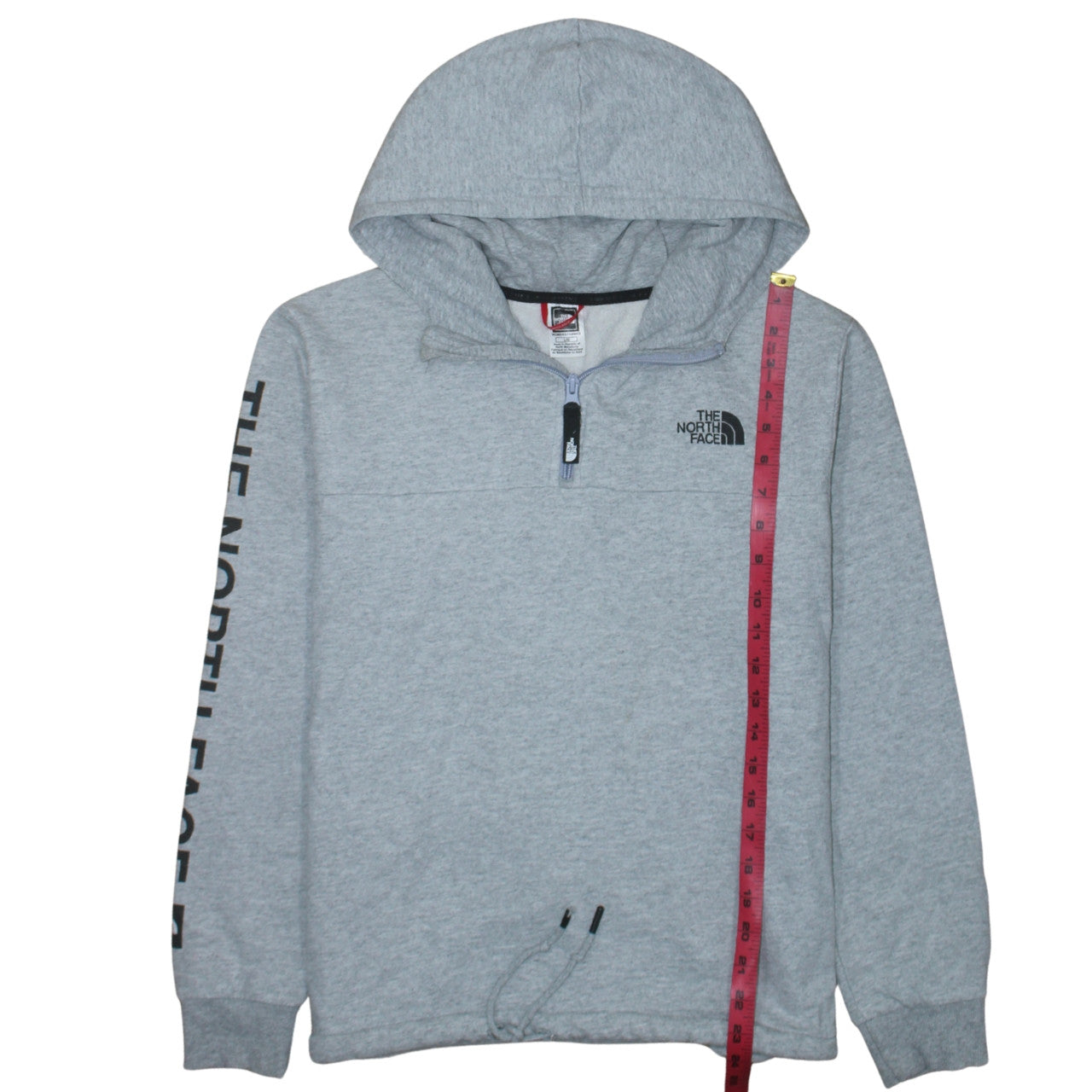 The North Face Womens Grey 1/4 Zip Hoodie Size L Cotton Blend