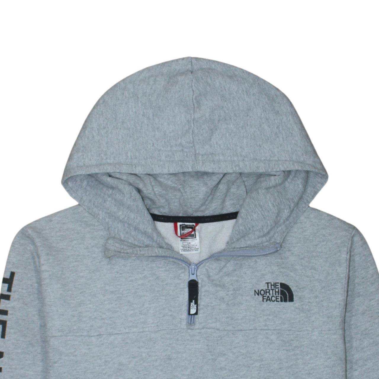 The North Face Womens Grey 1/4 Zip Hoodie Size L Cotton Blend