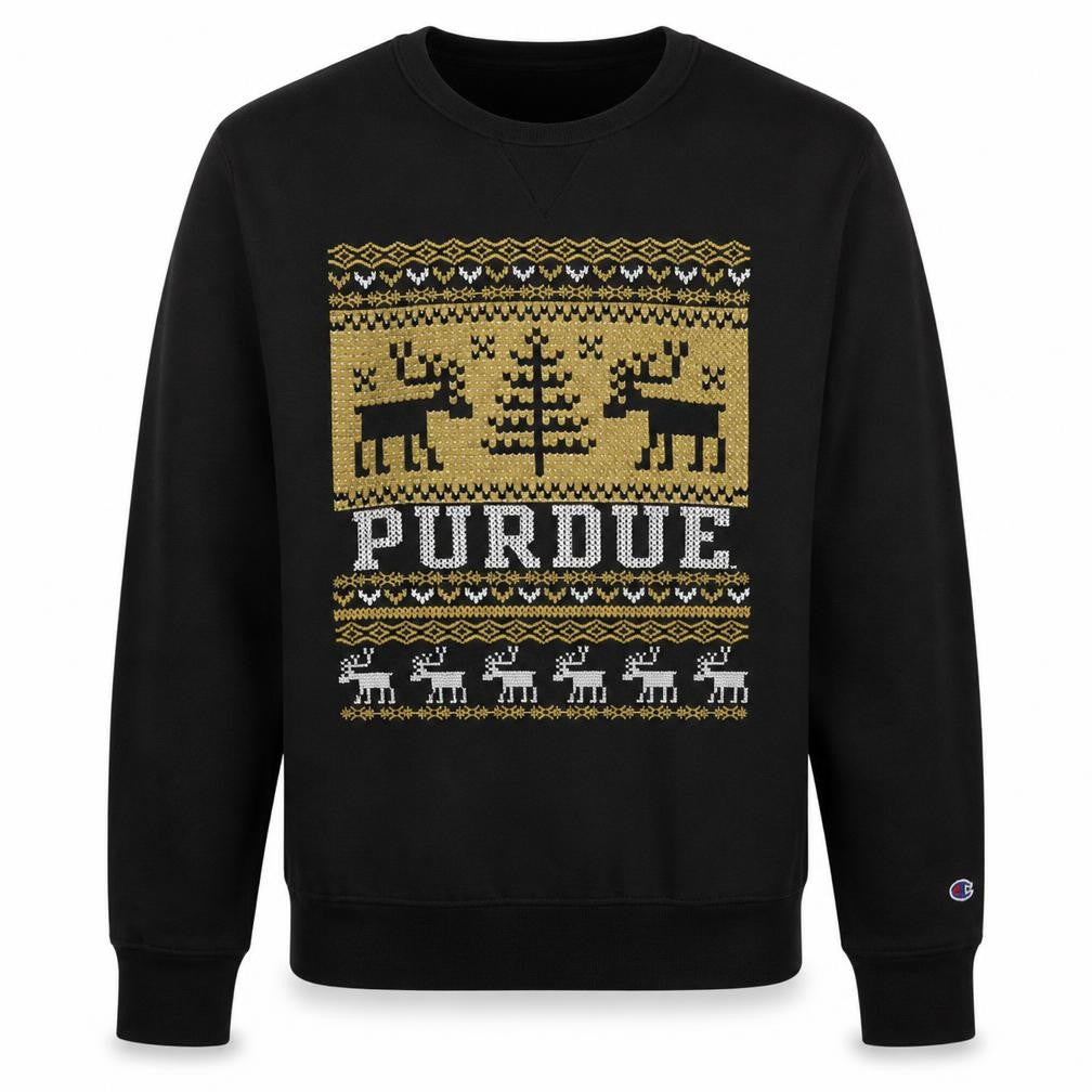 Champion Men's Black Christmas Purdue Graphic Sweatshirt M