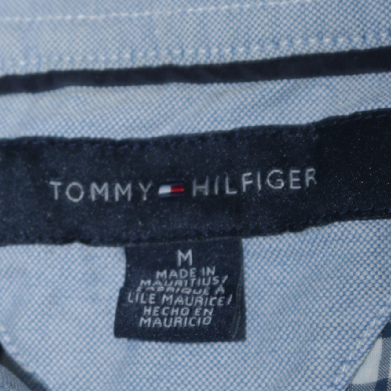 Tommy Hilfiger Men's Blue Check Short Sleeve Button-Up Shirt M