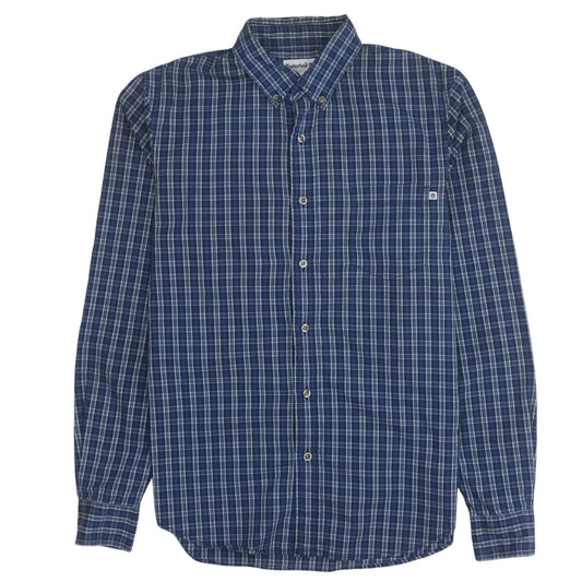 Timberland Men's Blue Check Long Sleeve Button-Up Shirt L